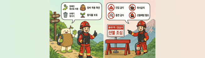 입산 가능 등산로 및 통제구역 안내