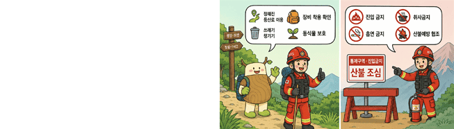 입산 가능 등산로 및 통제구역 안내